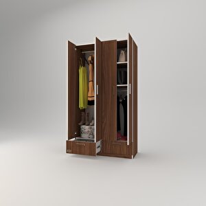 Gardırop 4 Kapılı 2 Çekmeceli Biberiye 182*100*42 Cvz Kapaklı Gardolap Dolap Ceviz