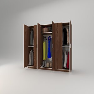 Gardırop 6 Kapaklı Kapılı Anemon 180*180*42 Cvz Gardolap Dolap Ceviz