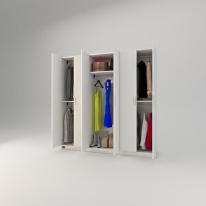 Gardırop 6 Kapaklı Kapılı Anemon 180*180*42 Byz Gardolap Dolap Beyaz