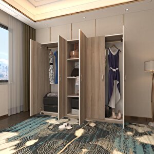 Gardırop 5 Kapılı Horozibiği 180*200*52 Crd Xlarge Kapaklı Gardolap Dolap Cordoba