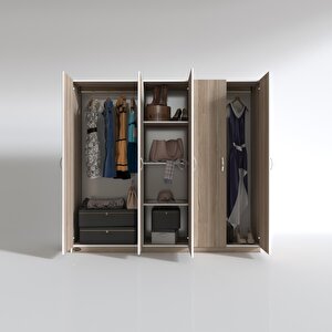 Gardırop 5 Kapılı Horozibiği 180*200*52 Crd Xlarge Kapaklı Gardolap Dolap Cordoba