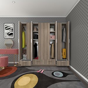 Gardırop 8 Kapılı 4 Çekmeceli Zambak 182*200*42 Crd Kapaklı Gardolap Dolap Cordoba