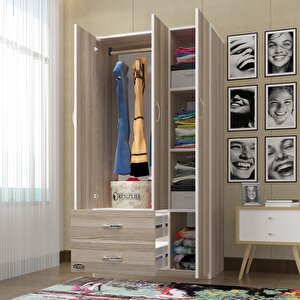 Gardırop 3 Kapılı 2 Çekmeceli Fesleğen 180*120*52 Crd Xlarge Kapaklı Gardolap Dolap Cordoba