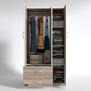 Gardırop 3 Kapılı 2 Çekmeceli Fesleğen 180*120*52 Crd Xlarge Kapaklı Gardolap Dolap Cordoba