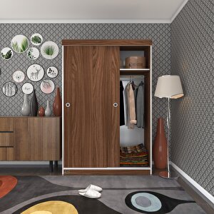 Gardırop Sürgülü Kapaklı Kapılı Karanfil120 Cvz Gardolap Dolap Ceviz