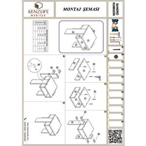 Komodin Sandro Gri Komidin 39x29x29 Orta Zigon Sehpa Minik Boy (mng) Gri