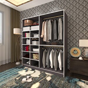 Giysi Dolabı Fikret 180*180*45 Gri Gardırop Gri