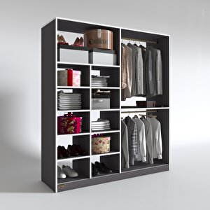 Giysi Dolabı Fikret 180*180*45 Gri Gardırop Gri