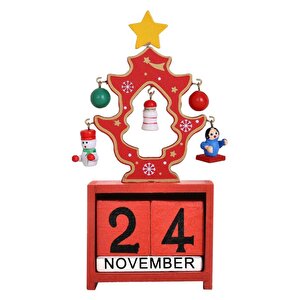Dekoratif Minyatür Masa Takvimi Ahşap Yılbaşı Süsü Masa Dekoru
