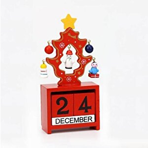 Dekoratif Minyatür Masa Takvimi Ahşap Yılbaşı Süsü Masa Dekoru