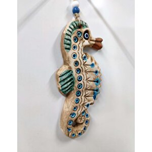 Seramik Mini Deniz Atı Figürlü Dekoratif Duvar Süsü 9x18 Cm