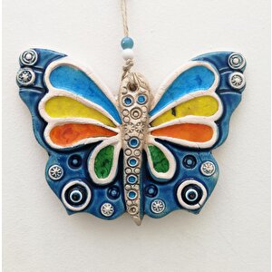 Seramik Renkli Kelebek Dekoratif Duvar Süsü