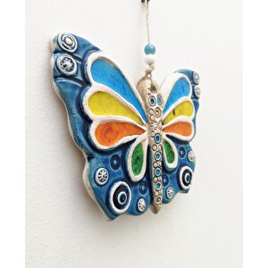 Seramik Renkli Kelebek Dekoratif Duvar Süsü