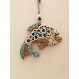 Seramik Mini Kıvrık Balık Dekoratif Duvar Süsü 16x13 Cm