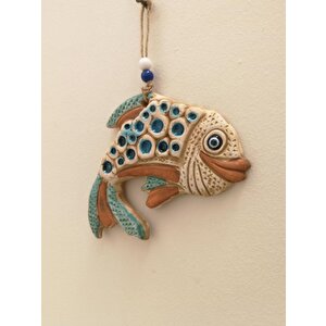 Seramik Mini Kıvrık Balık Dekoratif Duvar Süsü 16x13 Cm