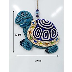 Seramik Kaplumbağa Figürlü Dekoratif El İşi Duvar Süsü Nazarlık