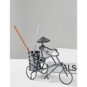 Dekoratif Metal Bisiklet Figürlü Kalemlik Masa Ofis Aksesuar