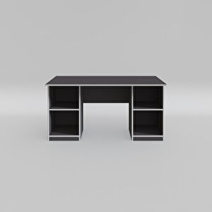 Ofis Masası Kuma Kengo Gri 75*160*80 Raflı Dolap Çiftli Eşkenar Bilgisayar Çalışma Masası