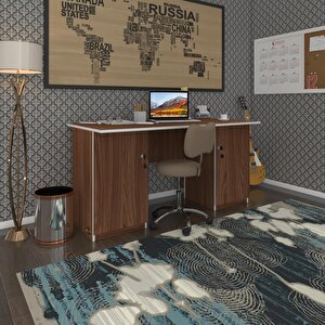 Ofis Masası Pat Morita Cvz 75*160*60 Kilitli Kapaklı Dolap Çiftli Şeritli Bilgisayar Çalışma Masası