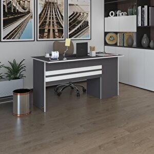 Ofis Masası Kamikaze Gri Sol 75*140*80 Raflı Dolap Şeritli Bilgisayar Çalışma Masası