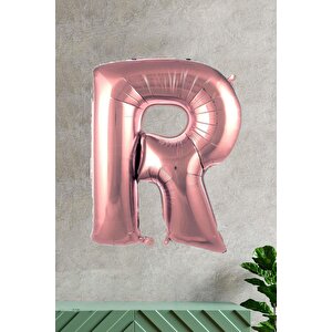 R Harfi Rose Gold Folyo Balon 100 Cm 40 Inç 1 Metre Baş Harf Balon