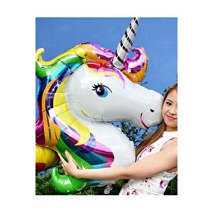 Unicorn Rengarenk Folyo Balon Büyük 126 Cm