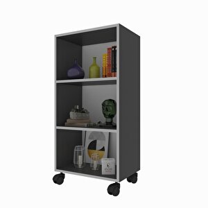 Kitaplık Beril 088*060*020 Gri Tekerlekli Mutfak Dolabı Banyo Ofis Ayakkabılık Kiler