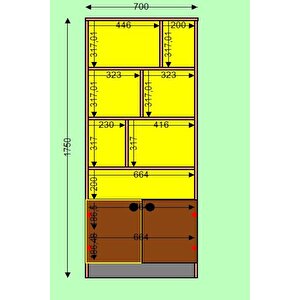 Rüya -ahşap -beyaz Kapaklı Raf Detaylı -bölmeli Kitaplık