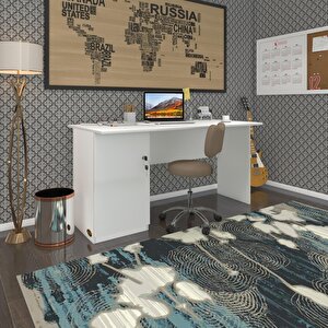 Ofis Masası Kamikaze Byz Sol 75*160*80 Kilitli Kapaklı Dolap Şeritli Bilgisayar Çalışma Masası
