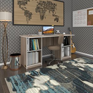 Ofis Masası Pat Morita Crd 75*170*80 Raflı Dolap Çiftli Şeritli Bilgisayar Çalışma Masası