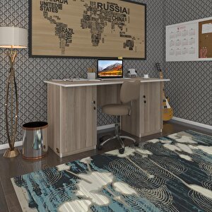 Ofis Masası Pat Morita Crd 75*160*60 Kilitli Kapaklı Dolap Çiftli Şeritli Bilgisayar Çalışma Masası