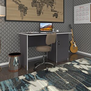 Ofis Masası Miyamoto Gri Sağ 75*160*60 Kilitli Kapaklı Dolap Bilgisayar Çalışma Masası