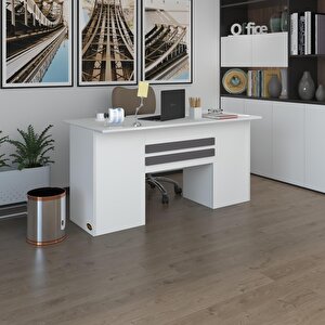 Ofis Masası Pat Morita Byz 75*160*60 Raflı Dolap Çiftli Şeritli Bilgisayar Çalışma Masası