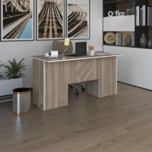 Kenzlife Ofis Masası Kuma Kengo Crd 75*160*60 Kilitli Kapaklı Dolap Çiftli Eşkenar Bilgisayar Çalışma Masası