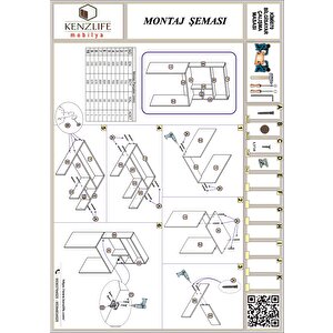 Kenzlife Bilgisayar Çalışma Masası Kimi070 Crd Ofis Sekreter Laptop