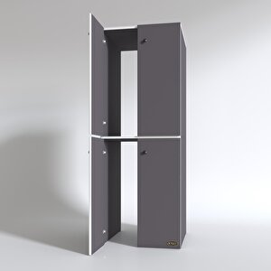 Çamaşır-bulaşık Makinesi Dolabı Kapaklı Roksana Gri 180*70*60 Banyo Çift Katlı Arkalıksız