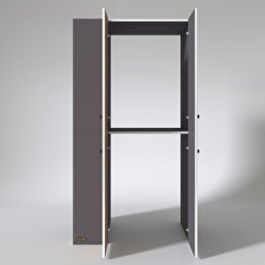 Çamaşır-kurutma Makinesi Dolabı Kapaklı Foka Sol Gri 180*090*60 Banyo Arkalıksız