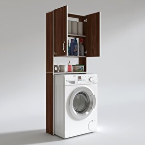 Çamaşır Makinesi Dolabı Veronika Ceviz 180x066x20 Banyo Çift Kapaklı Arkalıksız