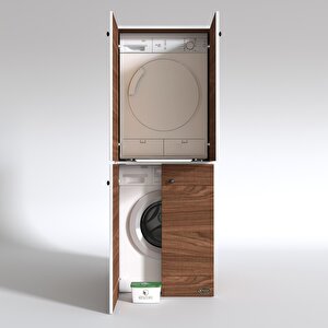 Çamaşır-kurutma Makinesi Dolabı Kapaklı Jelena Ceviz 180x70x60 Banyo Çift Katlı Arkalıksız