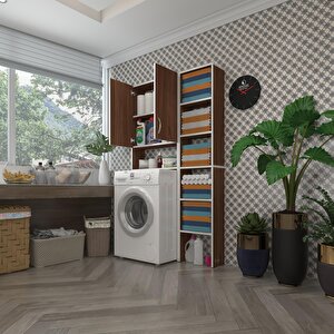 Çamaşır Makinesi Dolabı Veronikamaks Cvz 180*096*20 Banyo Kapaklı Arkalıksız Raflı