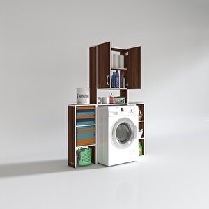 Çamaşır Makinesi Dolabı Veronikamaks Cvz 180*096*20 Banyo Kapaklı Arkalıksız Raflı