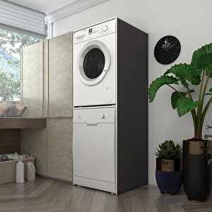 Çamaşır-bulaşık Makinesi Dolabı Katinka Gri 180x70x60 Banyo Çift Katlı Kapaksız Arkalıksız