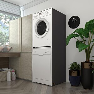Çamaşır-bulaşık Makinesi Dolabı Katinka Gri 180*70*60 Banyo Çift Katlı Kapaksız Arkalıksız