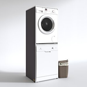 Çamaşır-bulaşık Makinesi Dolabı Katinka Gri 180*70*60 Banyo Çift Katlı Kapaksız Arkalıksız