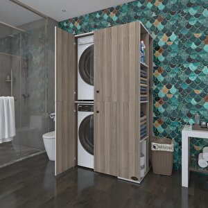 Kenzlife Çamaşır-kurutma Makinesi Dolabı Kapaklı Foka Crd 180*090*60 Banyo Arkalıksız