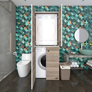 Çamaşır-kurutma Makinesi Dolabı Kapaklı Jelena Crd 180*70*60 Banyo Çift Katlı Arkalıksız