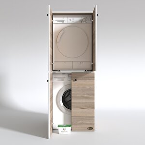 Çamaşır-kurutma Makinesi Dolabı Kapaklı Jelena Crd 180*70*60 Banyo Çift Katlı Arkalıksız