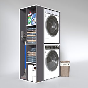 Çamaşır-kurutma Makinesi Dolabı Demyan Sol Gri 180*090*60 Banyo Kapaksız Arkalıksız