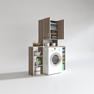 Çamaşır Makinesi Dolabı Sinemmaks Cordoba 180x096x30 Banyo Kapaklı Arkalıklı Raflı