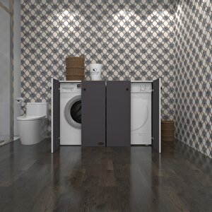 Çamaşır&kurutma&bulaşık Makinesi Dolabı Tatyanakare Gri 90x40x60 Kapaklı Arkalıksız